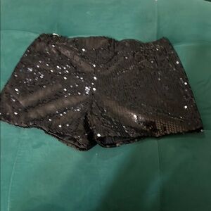 Sparkling Black Sequin Shorts